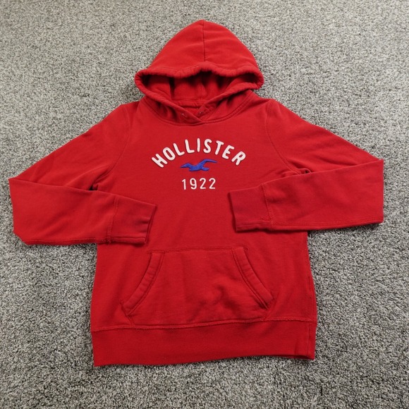 Hollister Tops - VTG Hollister Hoodie Womens L Red Pullover Sweater Sweatshirt Thermal Hood Y2K